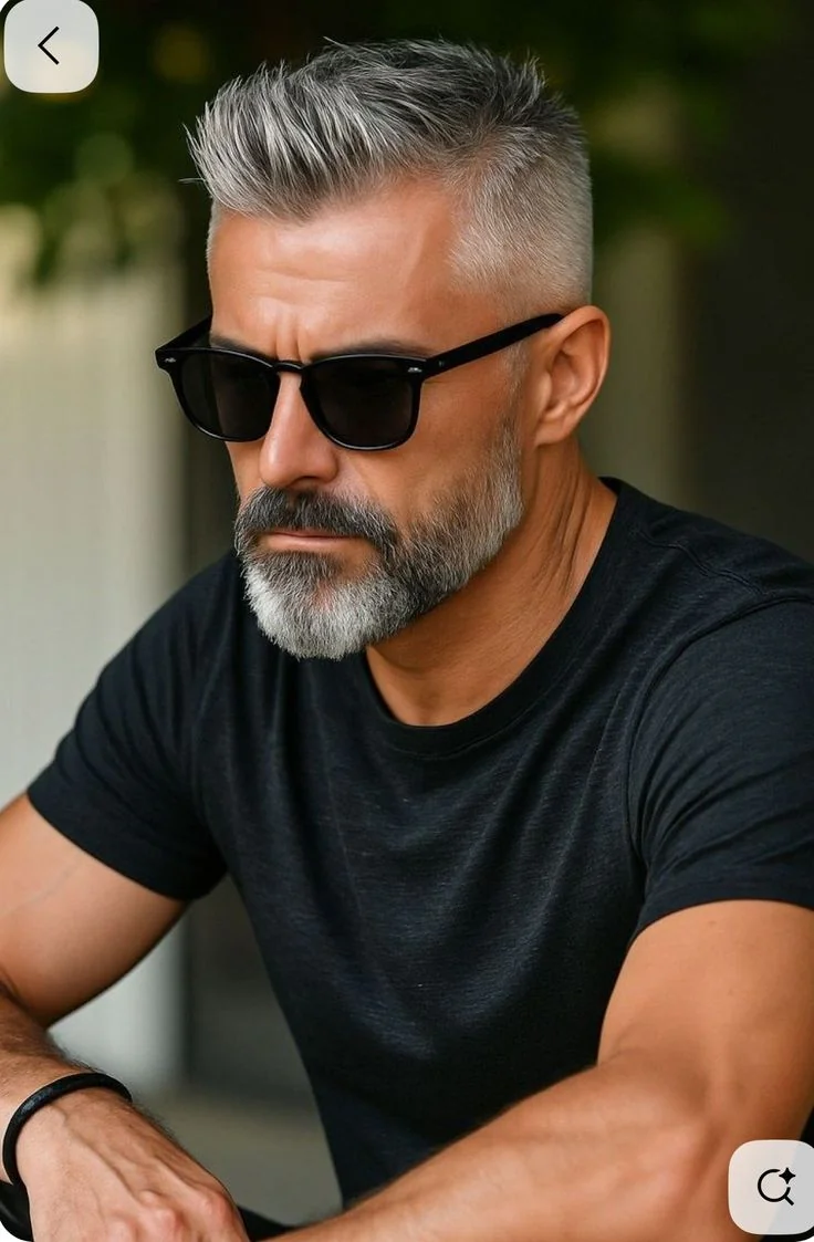Barba grisalha curta — barba grisalha, exemplo 4