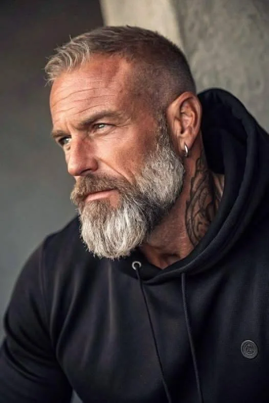 Barba grisalha curta — barba grisalha, exemplo 5