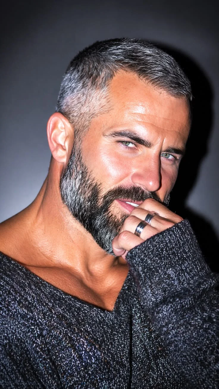 Barba grisalha curta — barba grisalha, exemplo 8