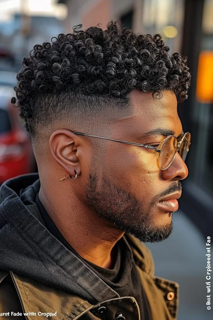 Degradê em cabelo cacheado e crespo — corte degradê masculino, exemplo 9