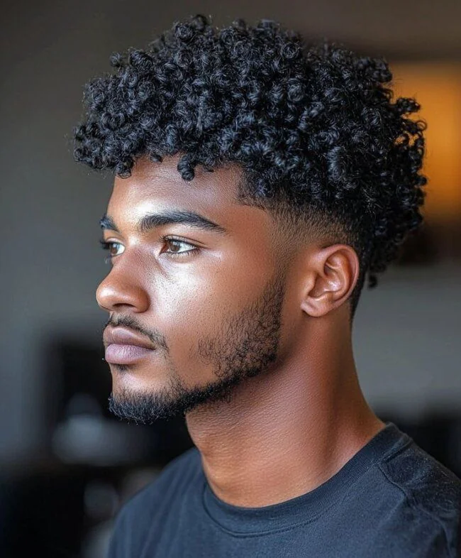 Degradê em cabelo cacheado e crespo — corte degradê masculino, exemplo 10