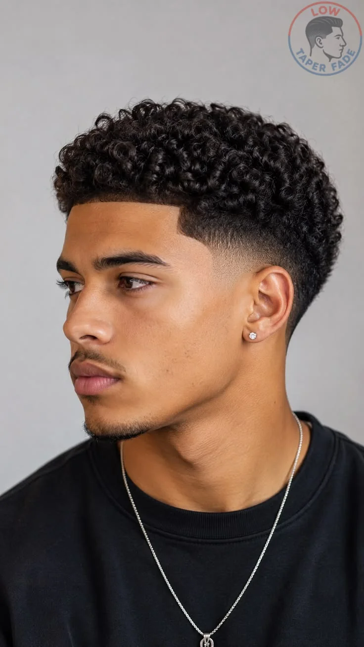 Degradê em cabelo cacheado e crespo — corte degradê masculino, exemplo 11