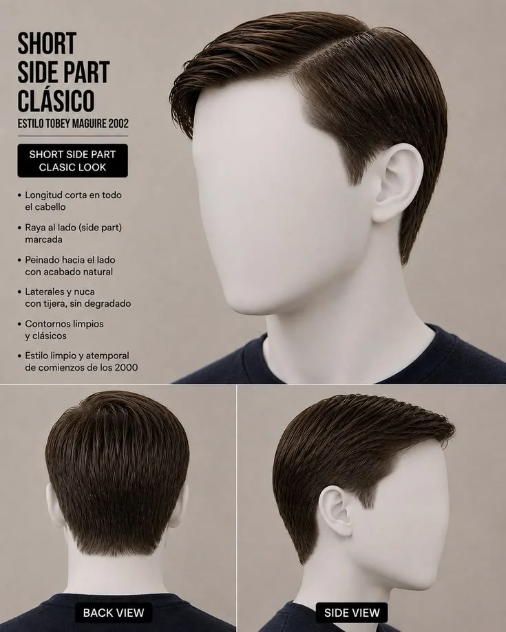 Side part clássico — corte old money masculino, exemplo 6