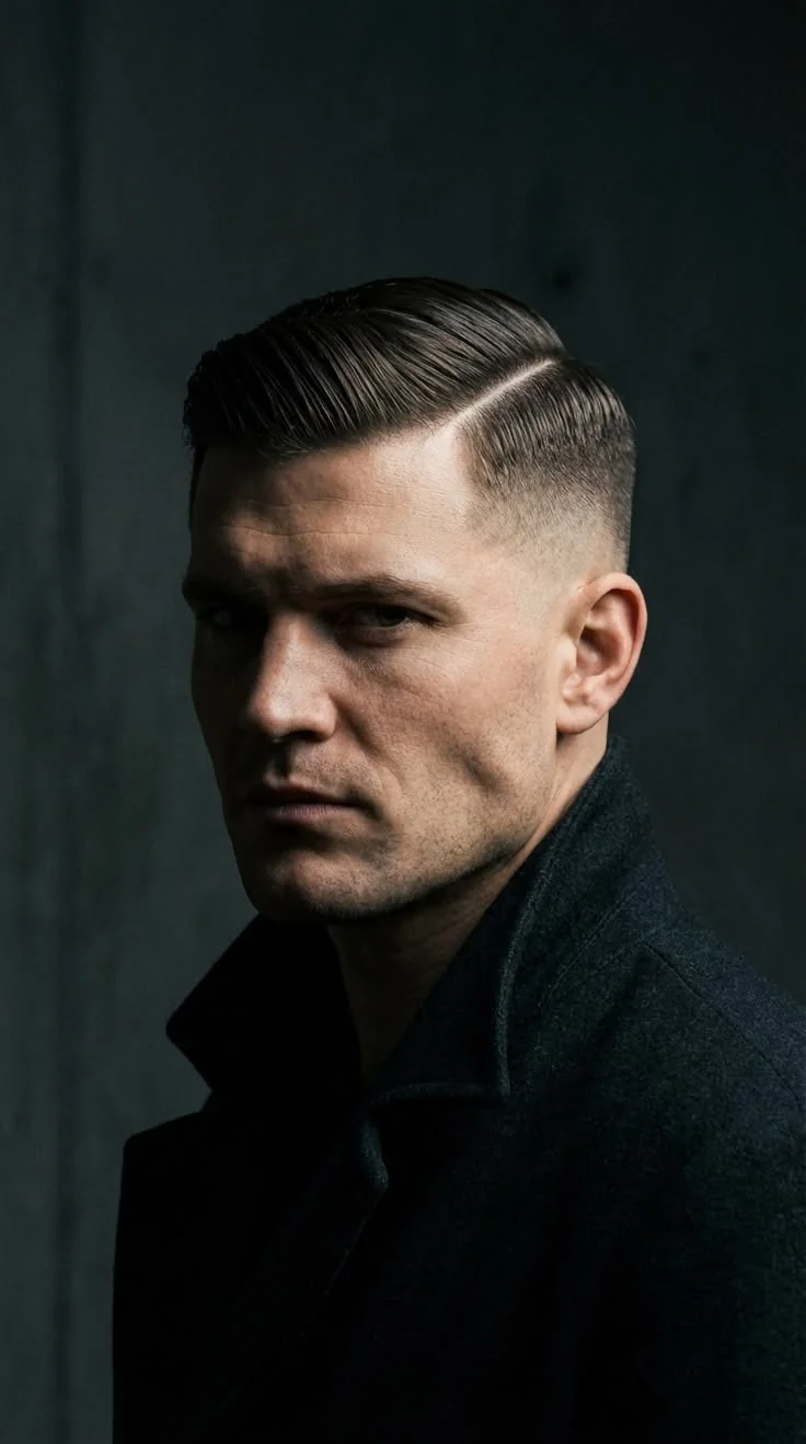 Side part clássico — corte old money masculino, exemplo 7