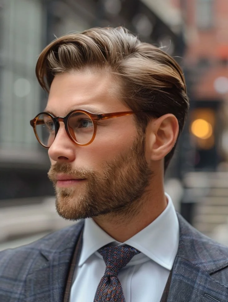 Side part clássico — corte old money masculino, exemplo 8