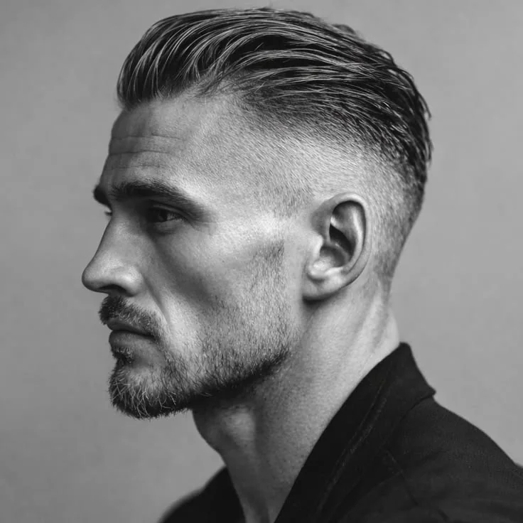 Slick back (penteado para trás) — corte old money masculino, exemplo 2