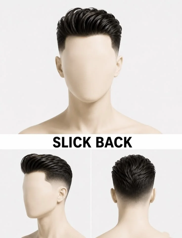 Slick back (penteado para trás) — corte old money masculino, exemplo 7