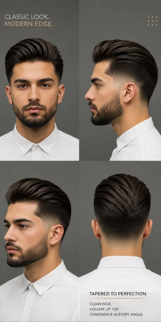Slick back (penteado para trás) — corte old money masculino, exemplo 10