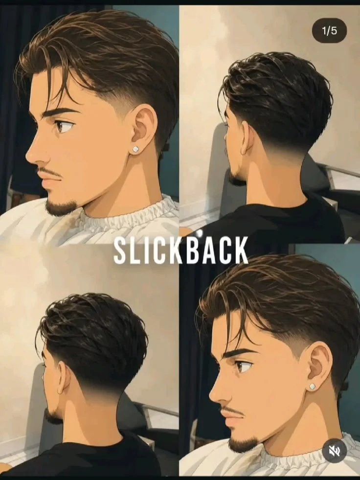 Slick back (penteado para trás) — corte old money masculino, exemplo 11