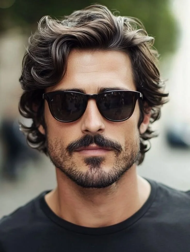Comprimento médio, penteado natural — corte old money masculino, exemplo 1