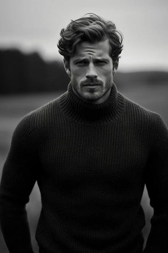 Comprimento médio, penteado natural — corte old money masculino, exemplo 3