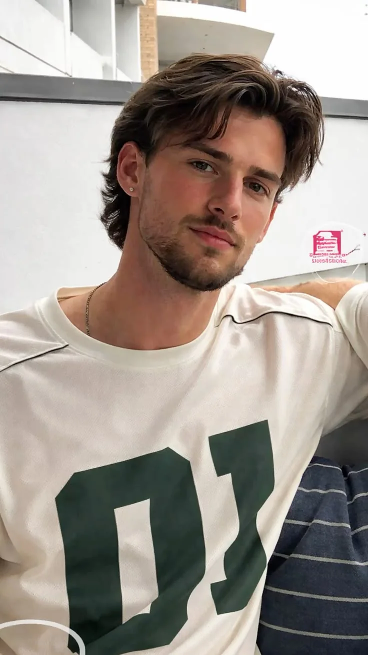 Comprimento médio, penteado natural — corte old money masculino, exemplo 9
