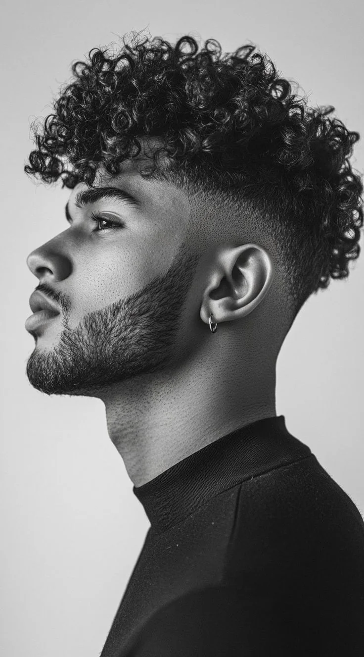 Cacheado e crespo: volume como assinatura — corte de cabelo masculino, exemplo 1