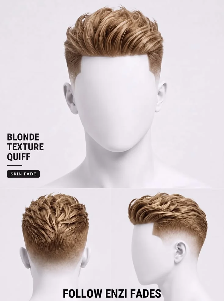 Low fade com topete e volume no topo — low fade masculino, exemplo 5