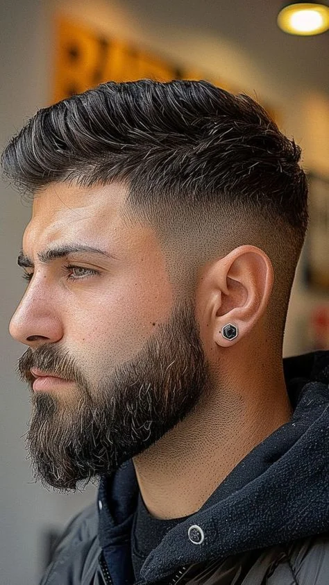 Low fade com barba — low fade masculino, exemplo 8